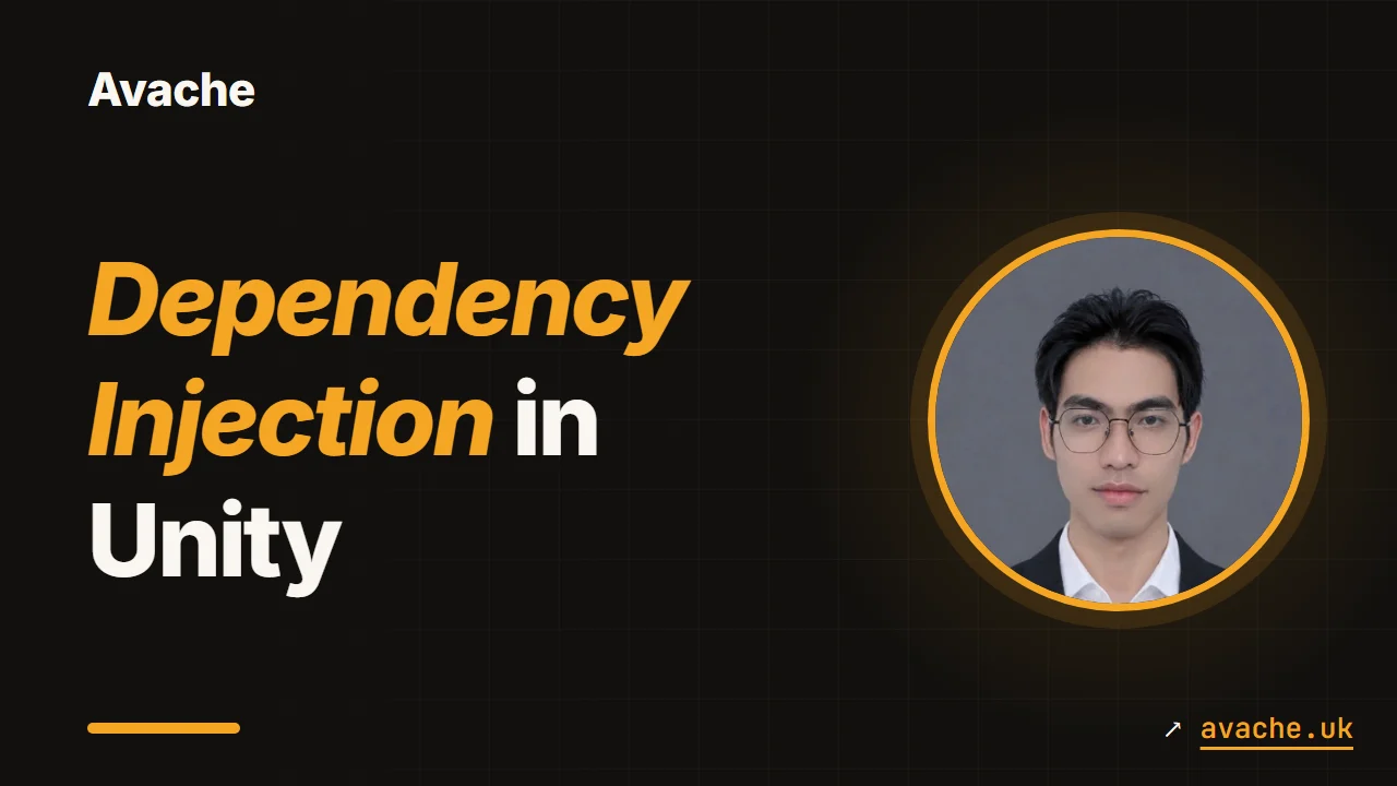 Cover with the title "Dependency Injection in Unity" next to a portrait of the author, Vũ Thanh Nam